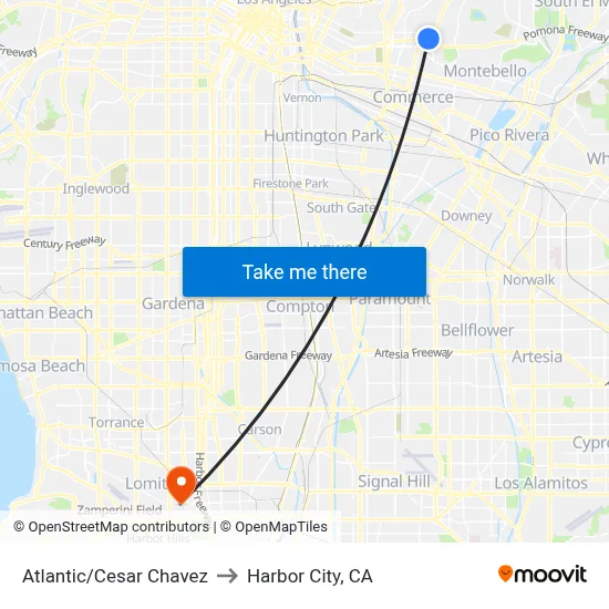 Atlantic/Cesar Chavez to Harbor City, CA map