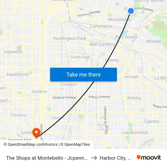 The Shops at Montebello - Jcpenney to Harbor City, CA map