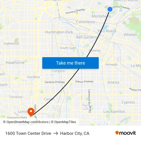 1600 Town Center Drive to Harbor City, CA map