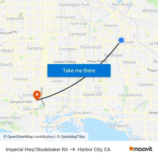 Imperial Hwy/Studebaker Rd to Harbor City, CA map