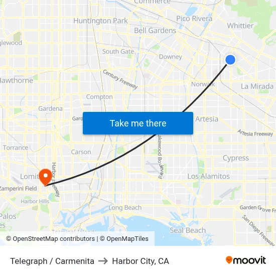 Telegraph / Carmenita to Harbor City, CA map