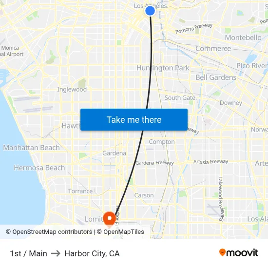 1st / Main to Harbor City, CA map