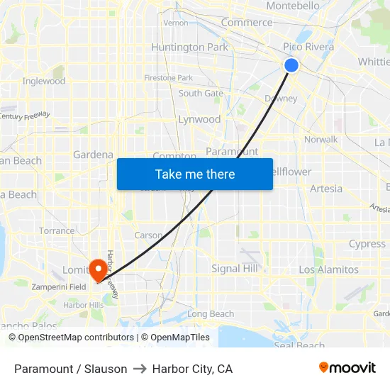 Paramount / Slauson to Harbor City, CA map