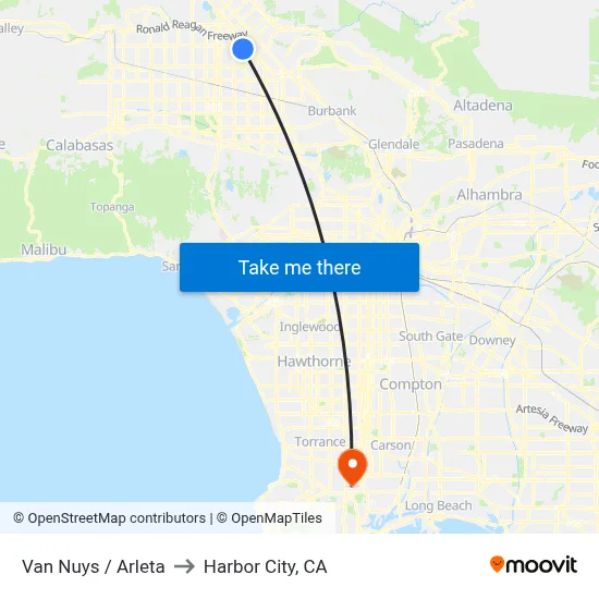 Van Nuys / Arleta to Harbor City, CA map