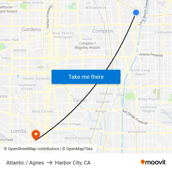 Atlantic / Agnes to Harbor City, CA map