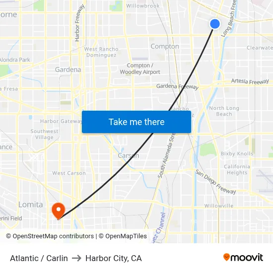 Atlantic / Carlin to Harbor City, CA map