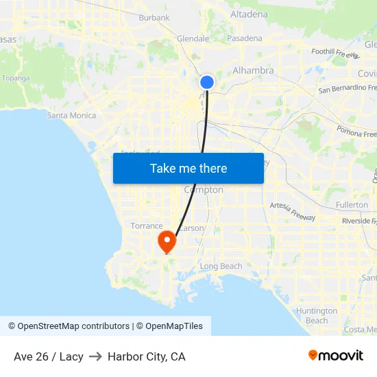Ave 26 / Lacy to Harbor City, CA map