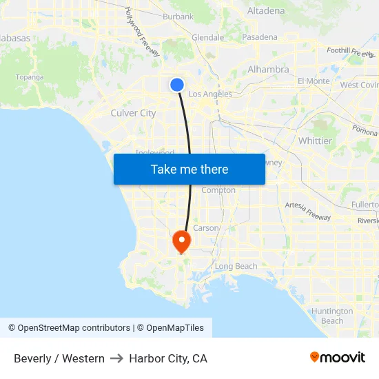Beverly / Western to Harbor City, CA map