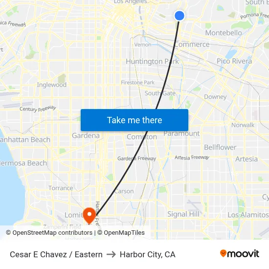 Cesar E Chavez / Eastern to Harbor City, CA map