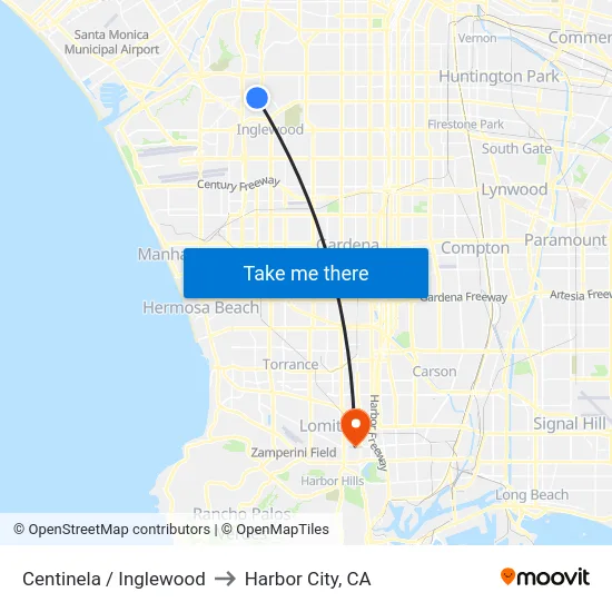 Centinela / Inglewood to Harbor City, CA map