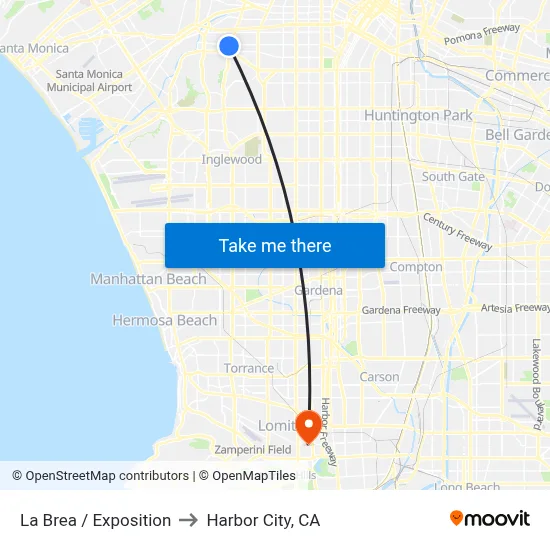 La Brea / Exposition to Harbor City, CA map