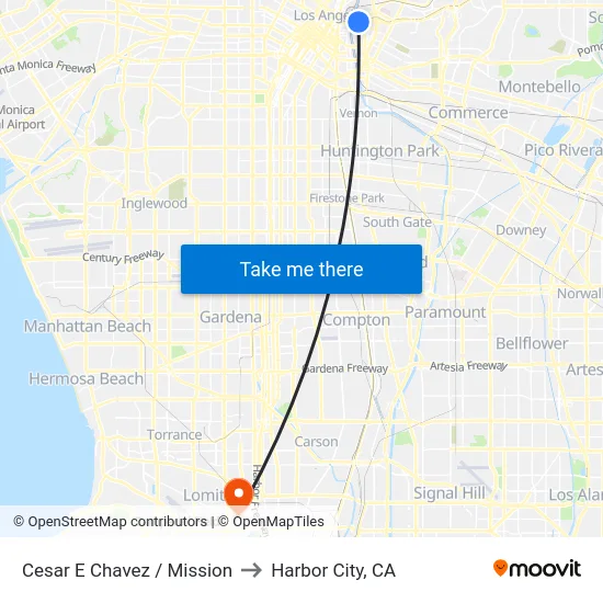 Cesar E Chavez / Mission to Harbor City, CA map