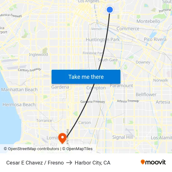 Cesar E Chavez / Fresno to Harbor City, CA map
