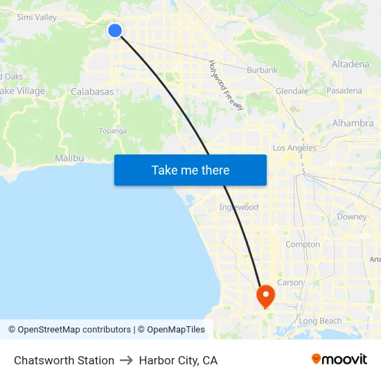 Chatsworth Station to Harbor City, CA map