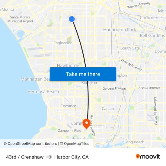 43rd / Crenshaw to Harbor City, CA map