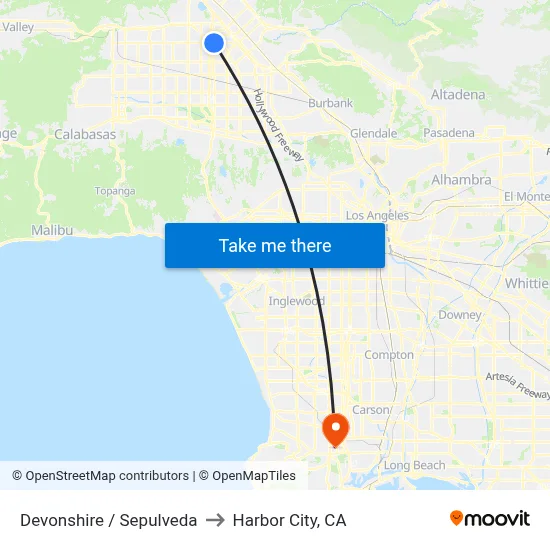 Devonshire / Sepulveda to Harbor City, CA map