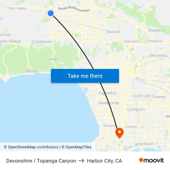 Devonshire / Topanga Canyon to Harbor City, CA map
