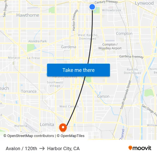 Avalon / 120th to Harbor City, CA map