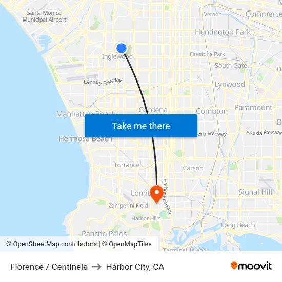 Florence / Centinela to Harbor City, CA map