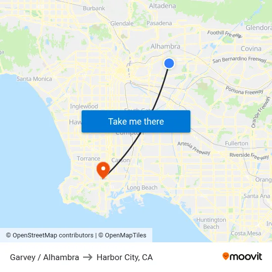 Garvey / Alhambra to Harbor City, CA map