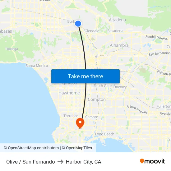 Olive / San Fernando to Harbor City, CA map