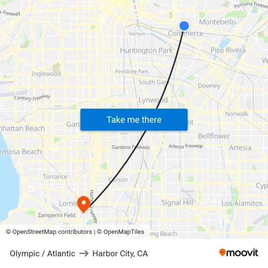 Olympic / Atlantic to Harbor City, CA map