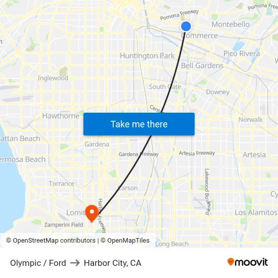 Olympic / Ford to Harbor City, CA map