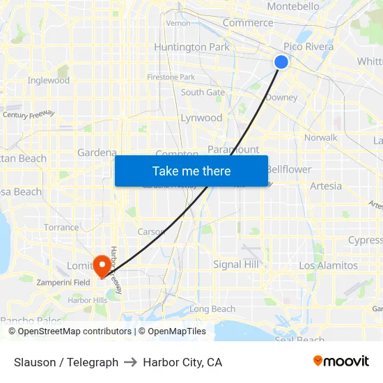 Slauson / Telegraph to Harbor City, CA map