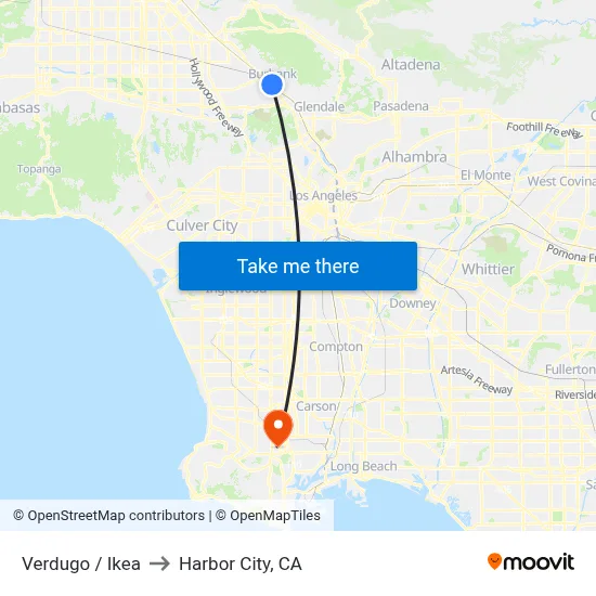 Verdugo / Ikea to Harbor City, CA map