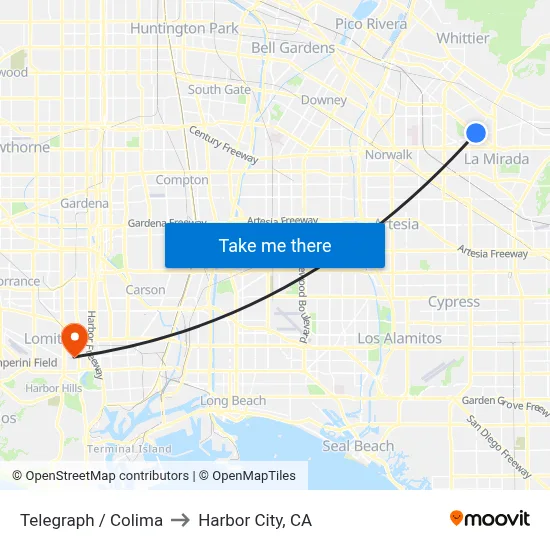 Telegraph / Colima to Harbor City, CA map