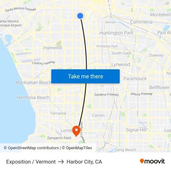 Exposition / Vermont to Harbor City, CA map
