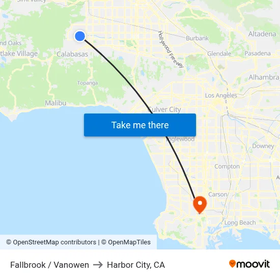 Fallbrook / Vanowen to Harbor City, CA map