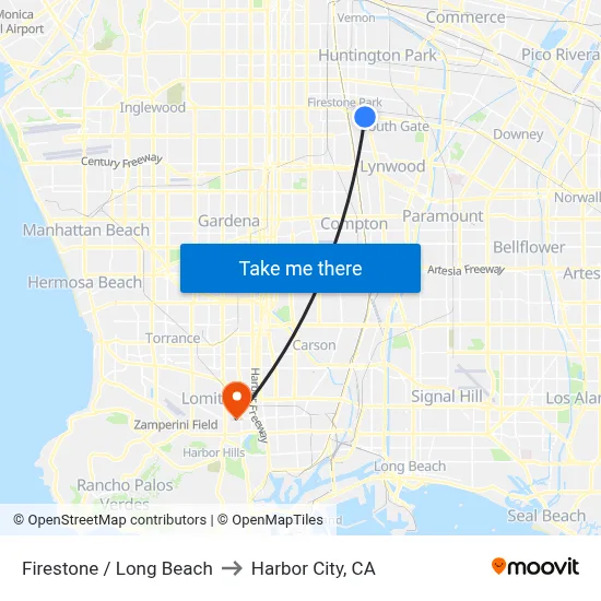 Firestone / Long Beach to Harbor City, CA map
