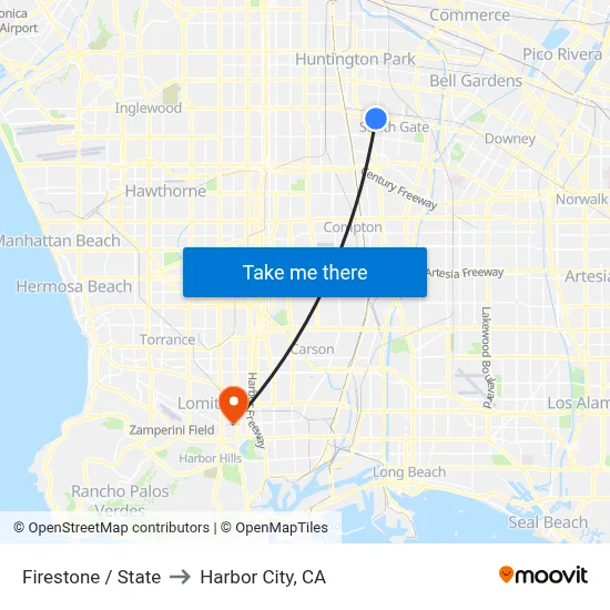 Firestone / State to Harbor City, CA map