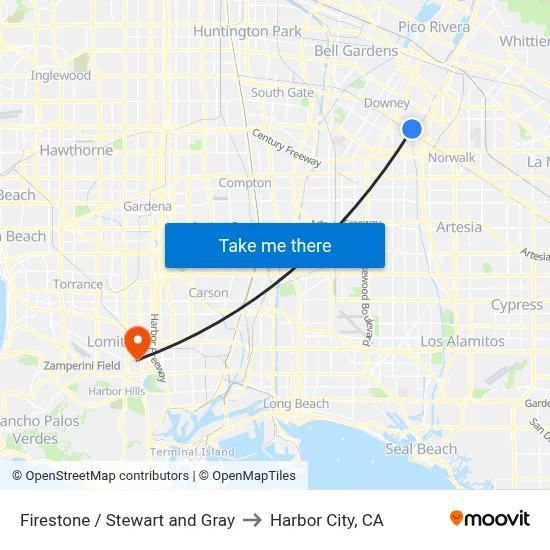 Firestone / Stewart and Gray to Harbor City, CA map