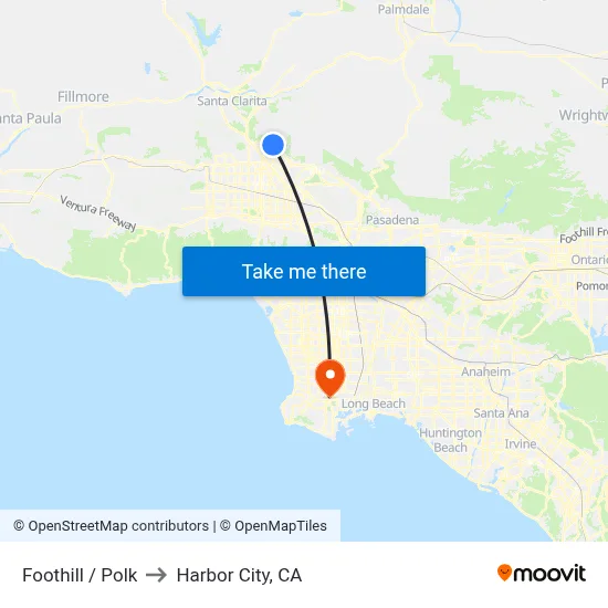 Foothill / Polk to Harbor City, CA map