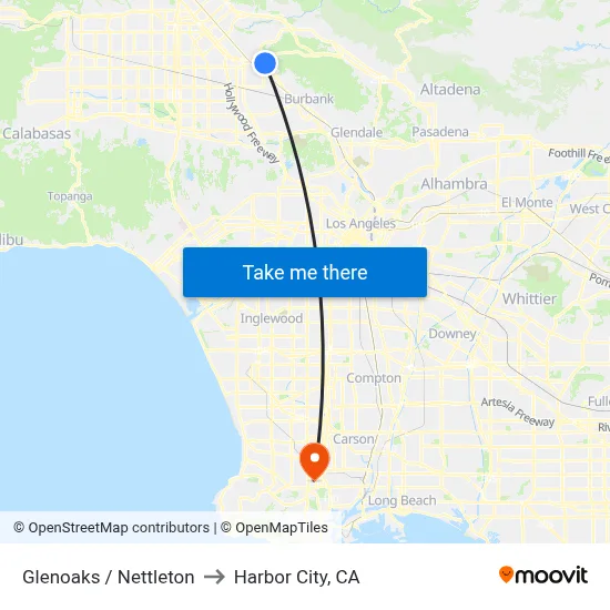 Glenoaks / Nettleton to Harbor City, CA map