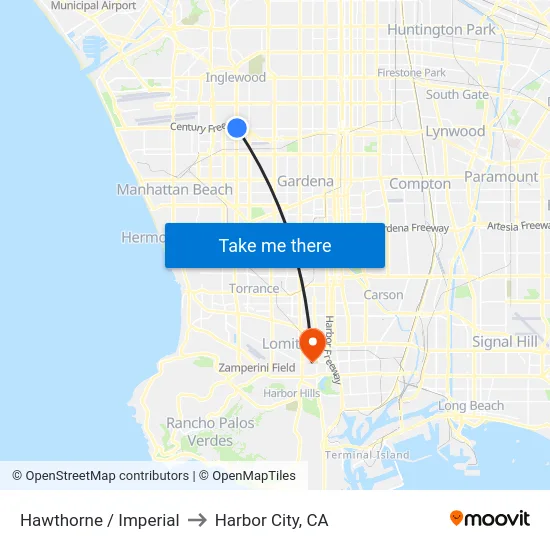 Hawthorne / Imperial to Harbor City, CA map