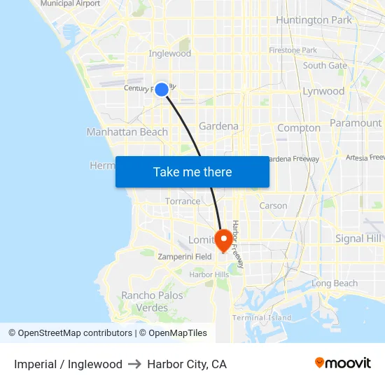 Imperial / Inglewood to Harbor City, CA map