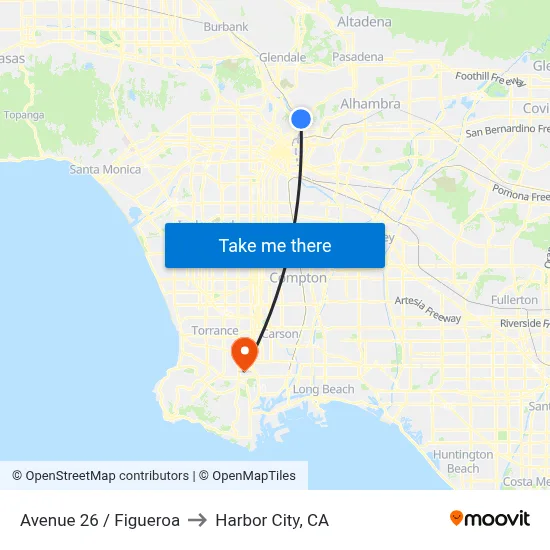 Avenue 26 / Figueroa to Harbor City, CA map