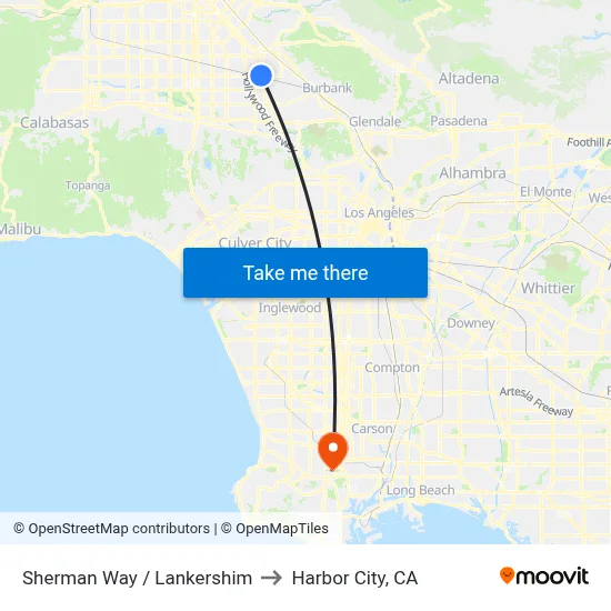 Sherman Way / Lankershim to Harbor City, CA map