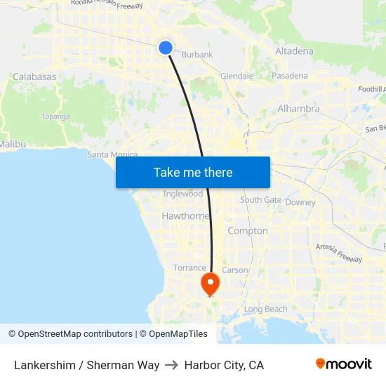 Lankershim / Sherman Way to Harbor City, CA map