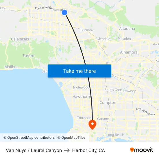 Van Nuys / Laurel Canyon to Harbor City, CA map