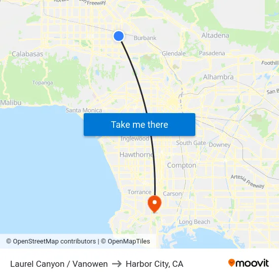 Laurel Canyon / Vanowen to Harbor City, CA map