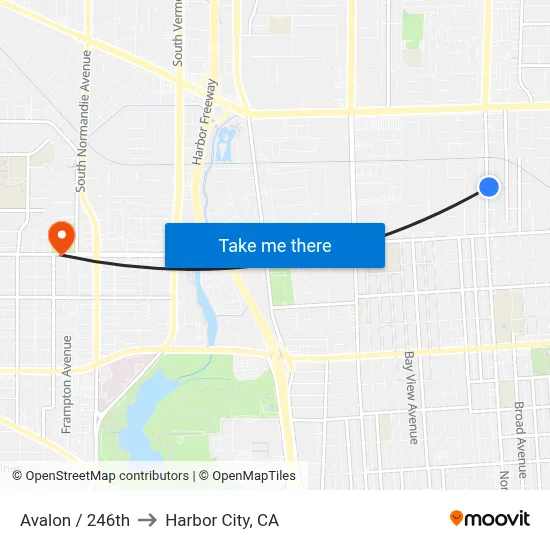 Avalon / 246th to Harbor City, CA map