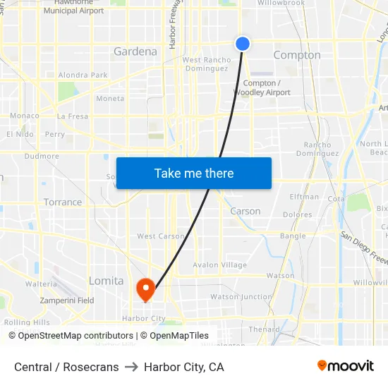 Central / Rosecrans to Harbor City, CA map