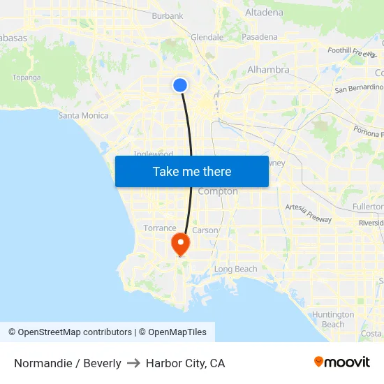 Normandie / Beverly to Harbor City, CA map