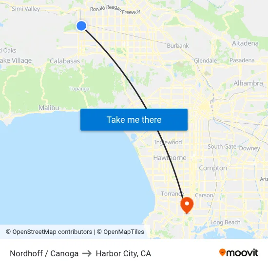 Nordhoff / Canoga to Harbor City, CA map
