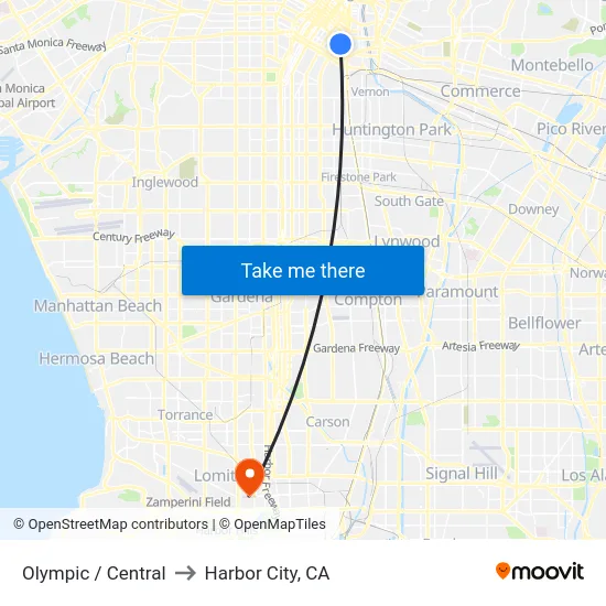 Olympic / Central to Harbor City, CA map