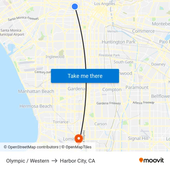 Olympic / Western to Harbor City, CA map